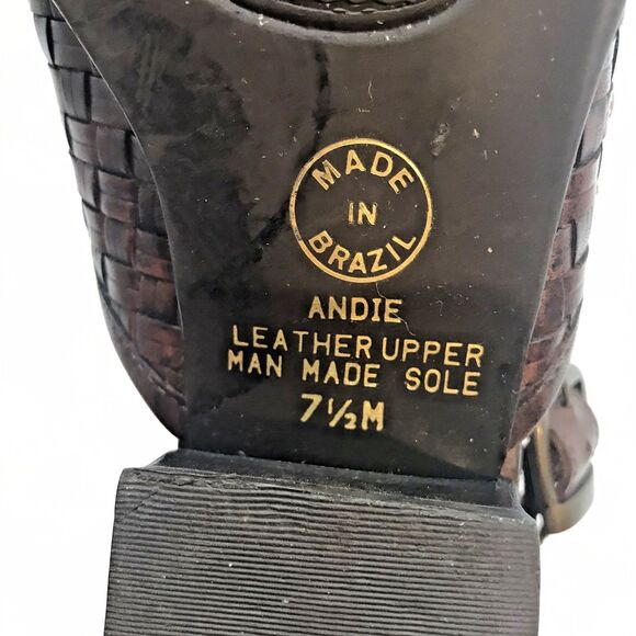 Cabin Creek Andie Sandal Women's 7.5M Brown Woven Leather Slingback Shoes Brazil - Picture 9 of 9